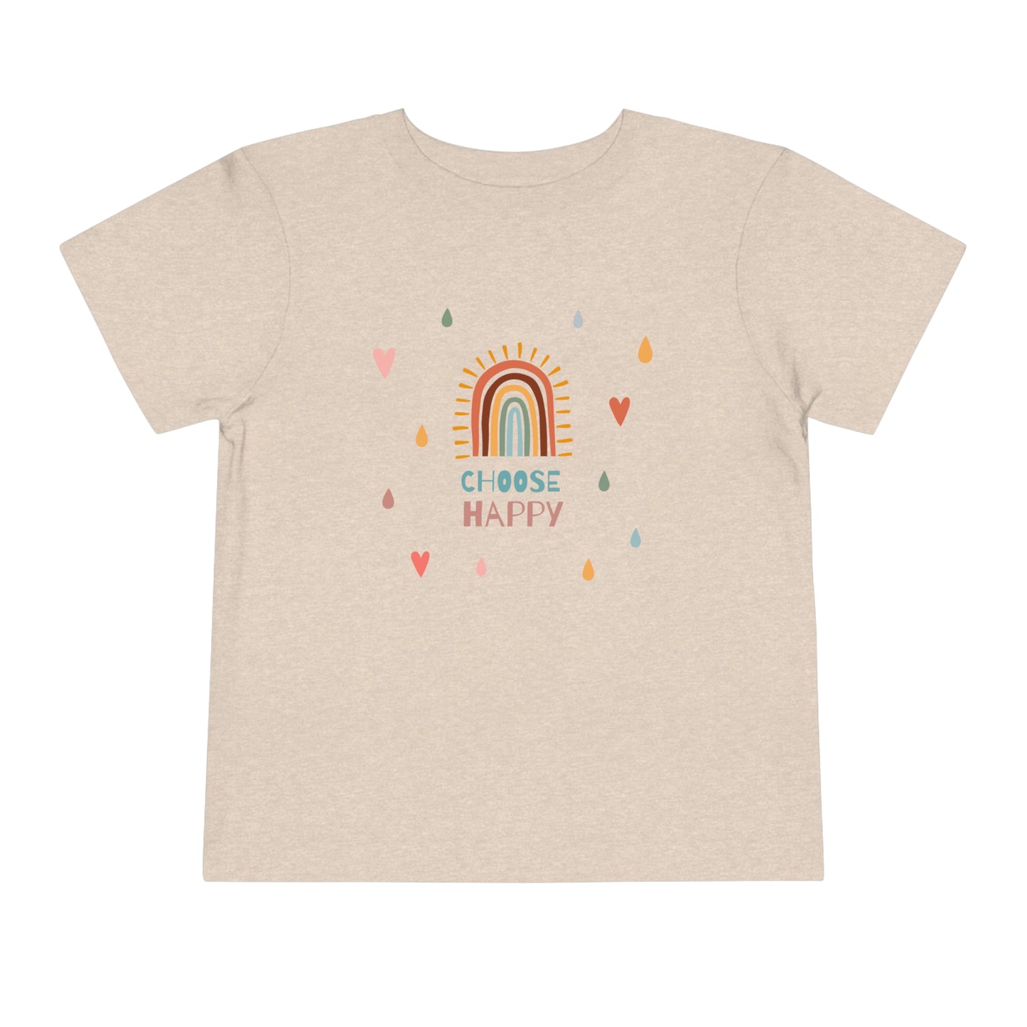 Choose Happy Rainbow and Hearts Toddler  100% Cotton Short Sleeve Tee