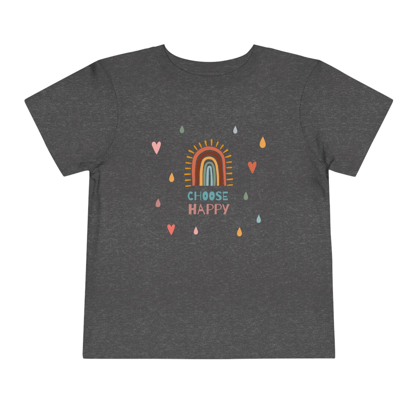 Choose Happy Rainbow and Hearts Toddler  100% Cotton Short Sleeve Tee