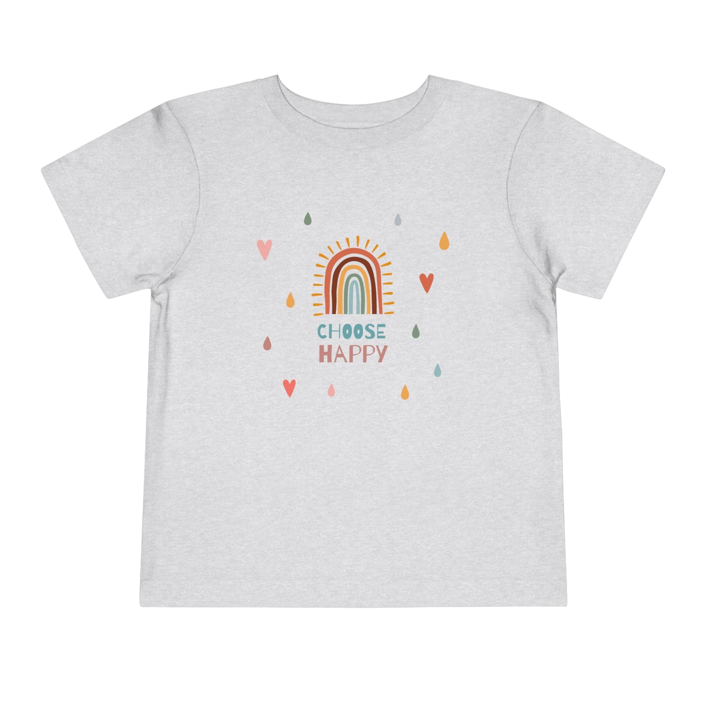 Choose Happy Rainbow and Hearts Toddler  100% Cotton Short Sleeve Tee