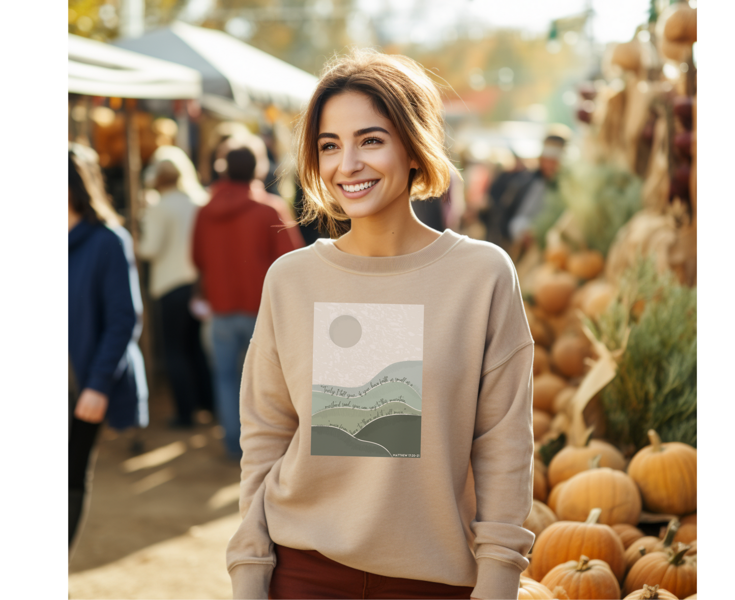 Matthew 17:20-21 "Faith the Size of a Mustard Seed" Boho Christian Sweatshirt