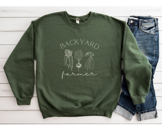 "Backyard Farmer" Unisex Sweatshirts, Homesteading, Gardening, Farming