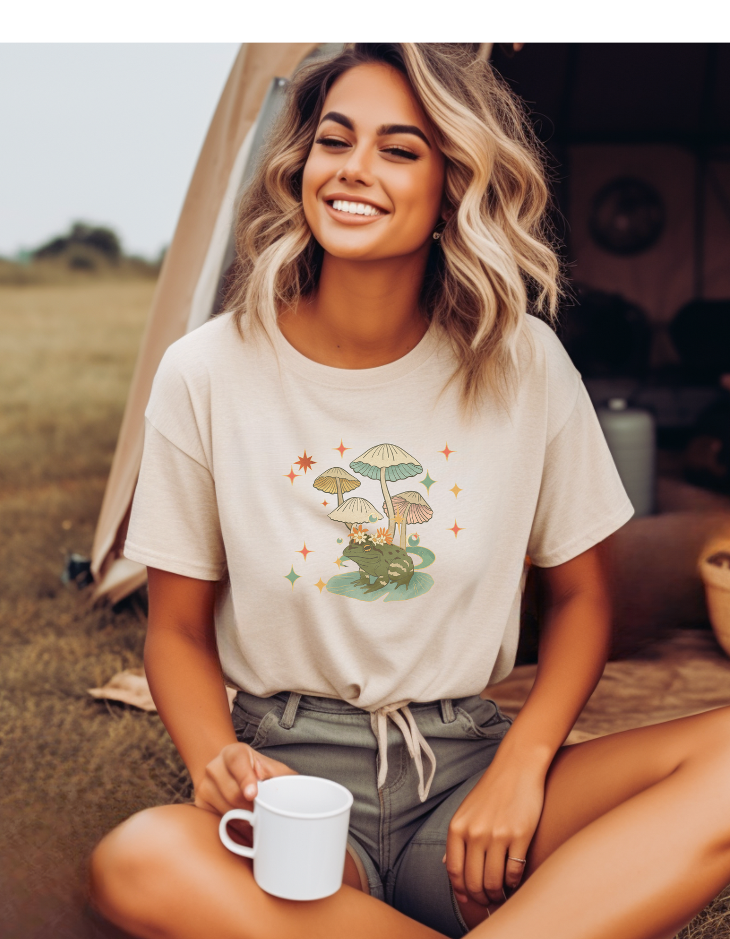 Retro Mushroom and Frog T-shirt, Autumn