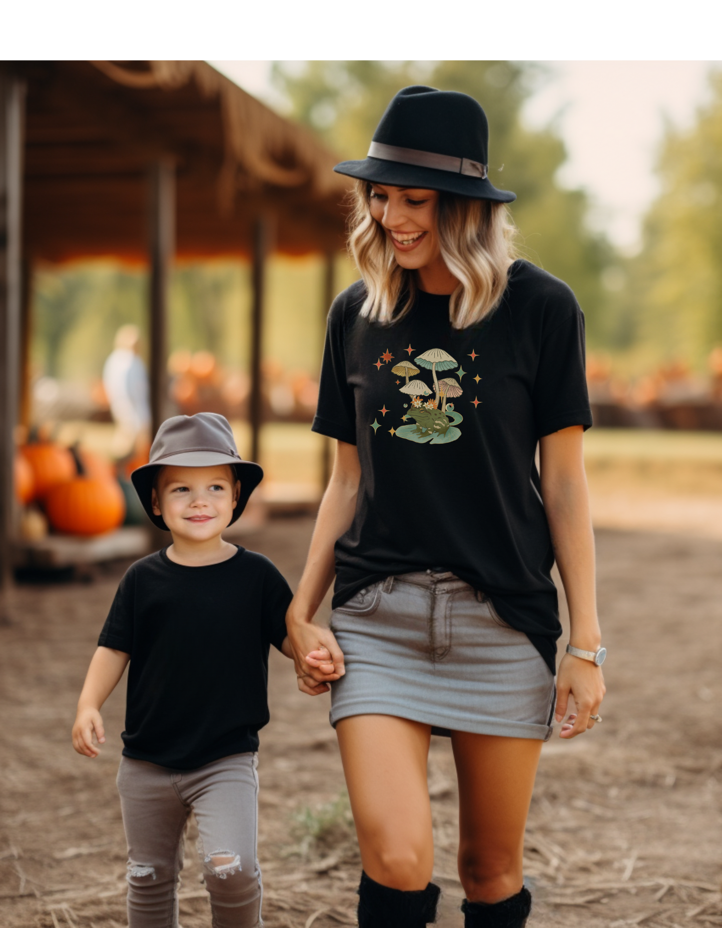 Retro Mushroom and Frog T-shirt, Autumn