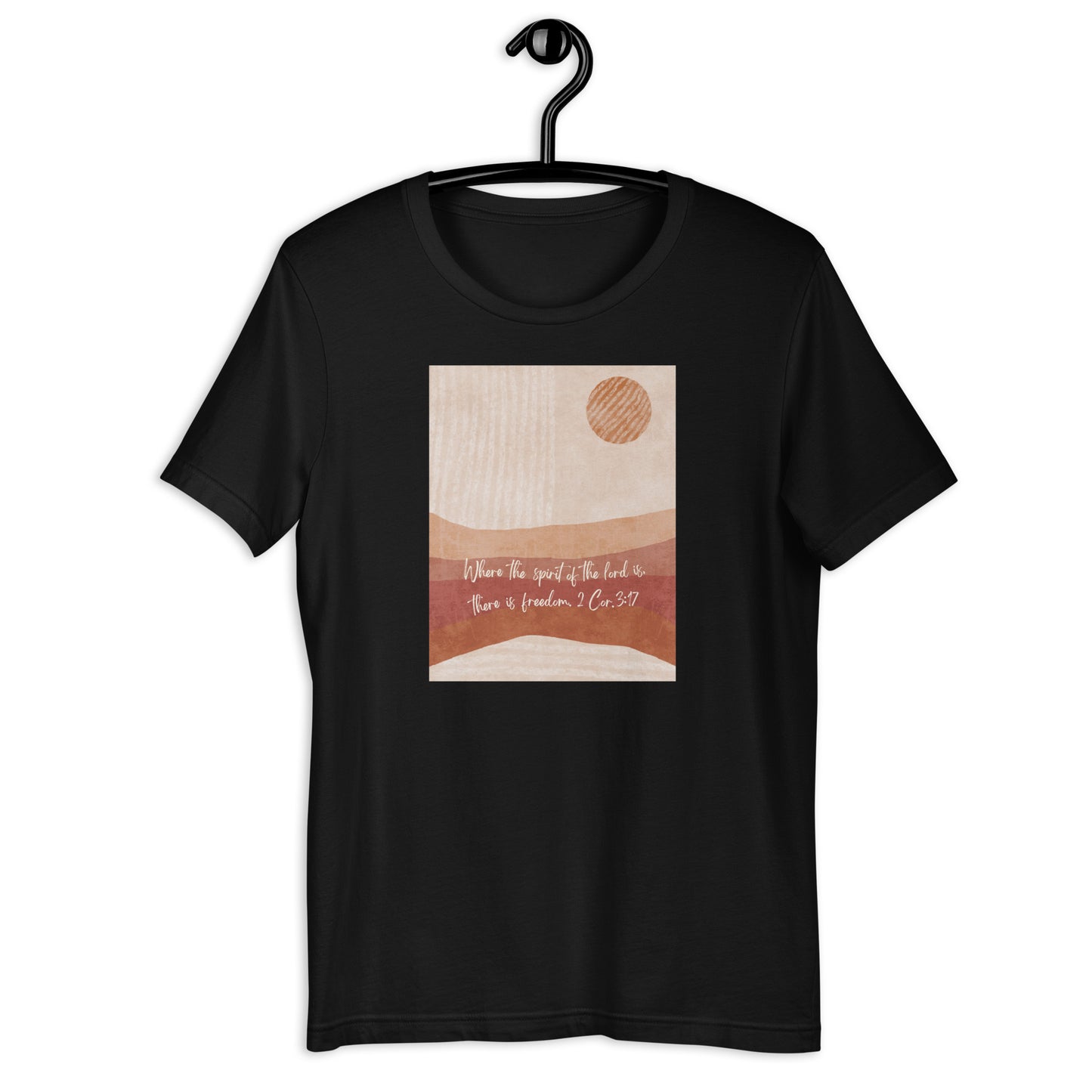 2 Cor. 3:17  Boho Earthy Sunrise Graphic T-shirt, Faith, Christian