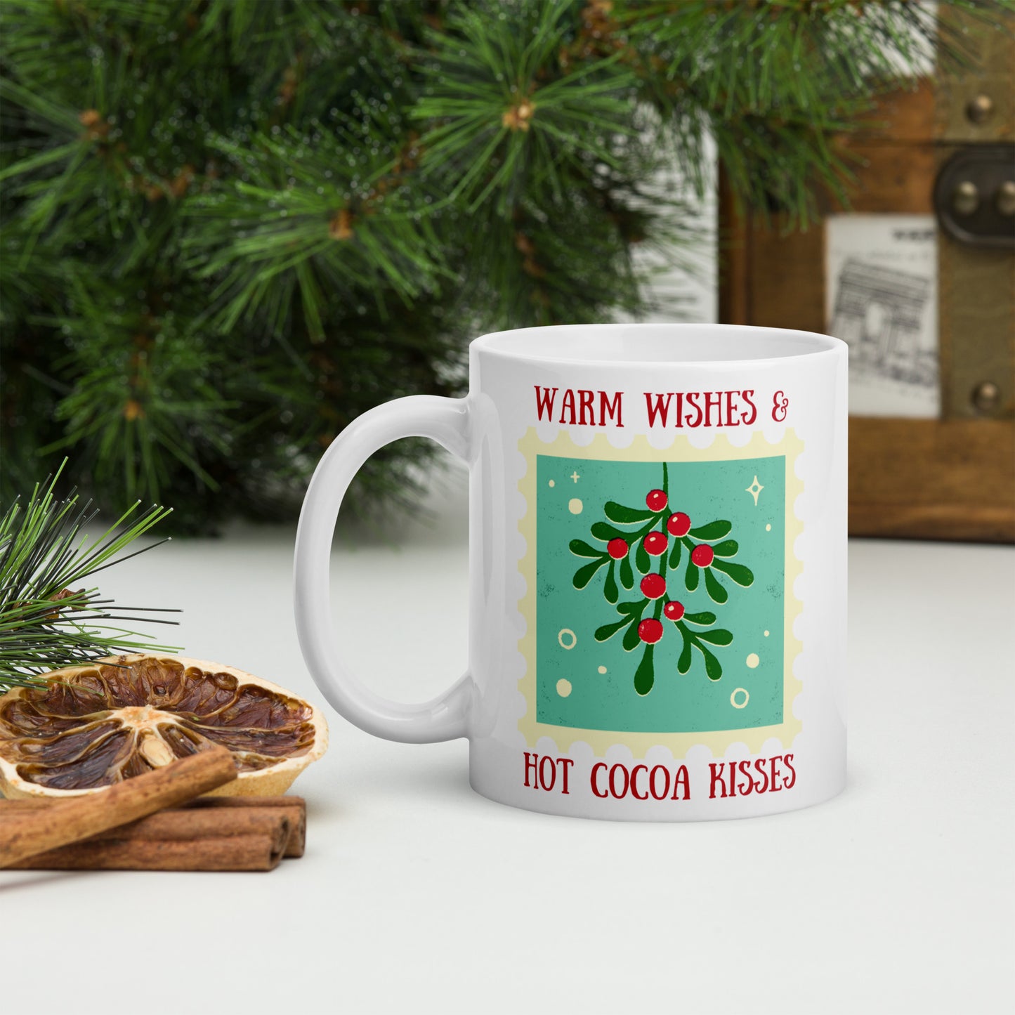 Warm Wishes & Hot Cocoa Kisses Holiday Mug, Christmas